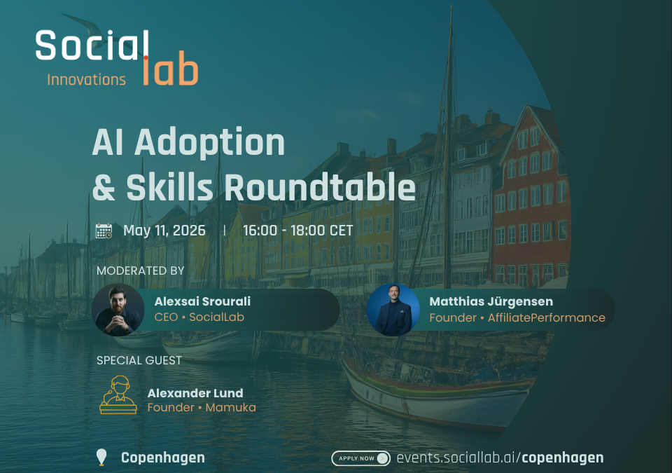 SocialLab AI roundtable discussion series number 3 highlighting moderators and special guests.